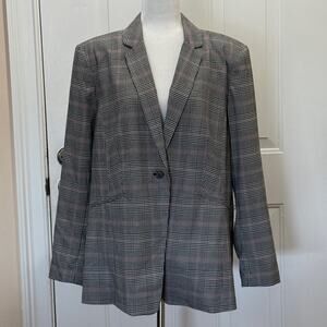 Worthington women’s XXL suit jacket blazer glen plaid in “Pink Menswear” pattern